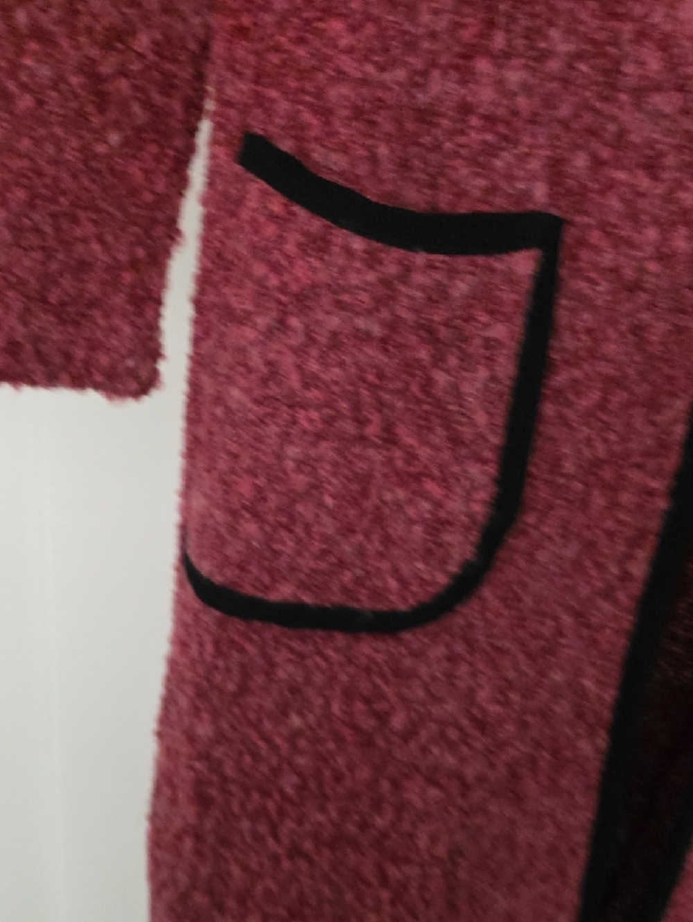 Long Open-Front Hooded Cardigan with Black Trim - Rose Vintage - Picture 3 of 9